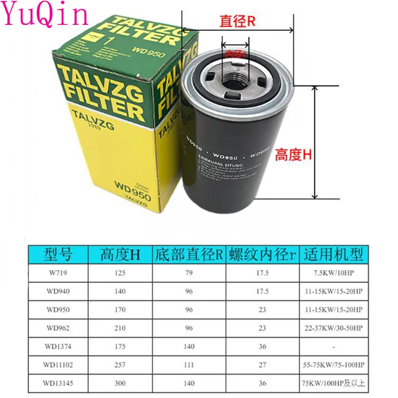Screw air compressor oil filter W920 WD950 WD962 oil filter grid air compressor