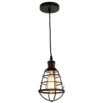 

Lighting Fixture Hanging Cage Ceiling Lamp Adjustable Height Bar Loft Iron Home Decor Pendant Light Kitchen Industrial Vintage