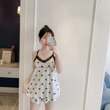 HaloSweet Summer Sling Sexy Sleepwear Women Pijama Suit Female Lace Top Home Clothes For Women Kawaii Shorts Two Piece Pyjama