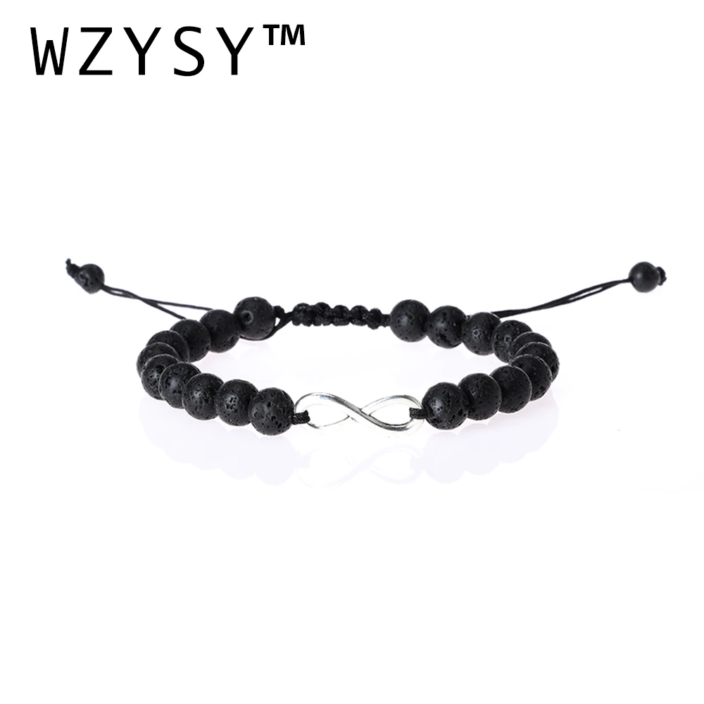 

Natural volcanic beads stone Bracelets Figure 8 Adjustable Braided Rope Bangles for women men Lovers Jewelry Gift