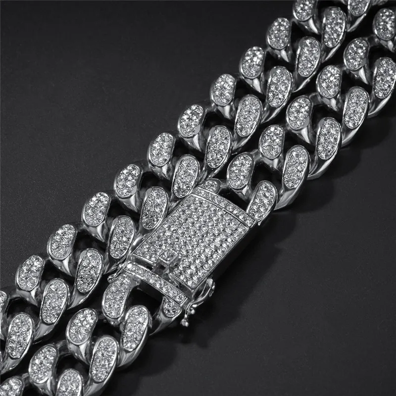 Мужские 20 мм кубинские звенья цепи 16-28 дюймов замороженный Стразы тяжелое ожерелье для хипстеров Bling талисманы хип-хоп ювелирные изделия