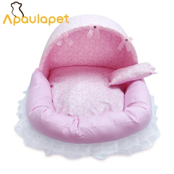 

Princess Bow Pet Nest Cute Cat Bed Pet House Cotton Washable Cat Kennel Dog Mat Warm Puppy Bed House Princess Pet Bed For Dogs