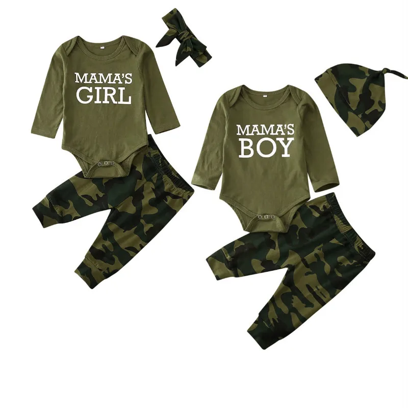 Комплект камуфляжной одежды из 3 предметов для новорожденных мальчиков и девочек