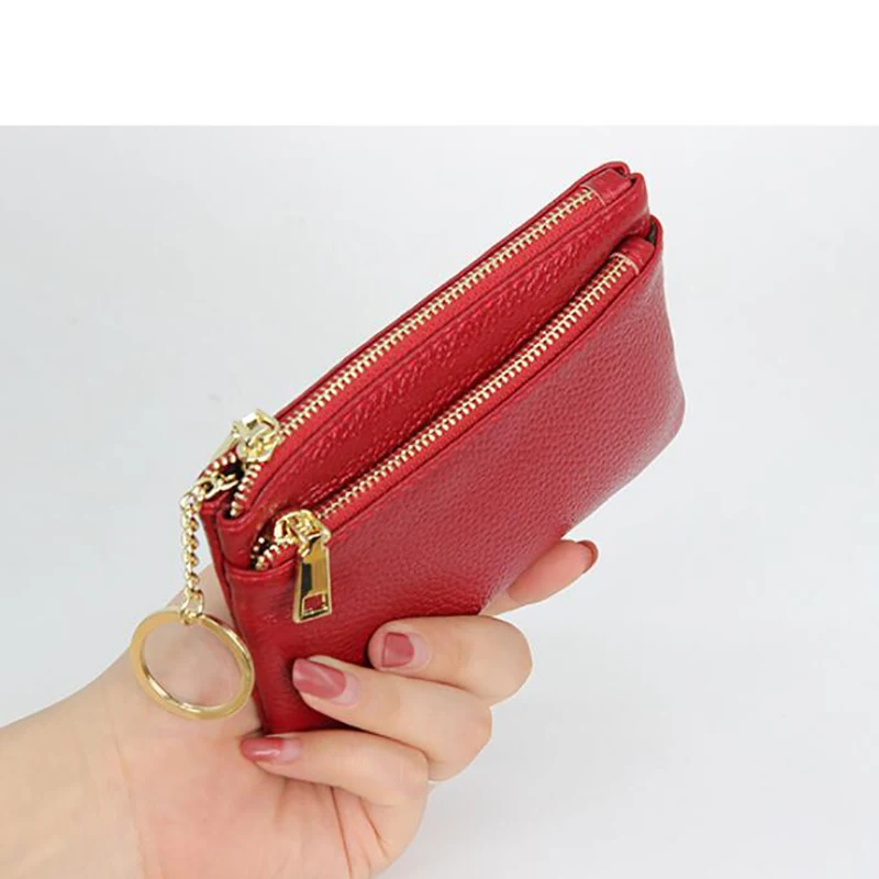 New Brand Men Soft Genuine Leather Card Holder Women Coin Purse Key Holder Zip Wallet Pouch Bag Purse