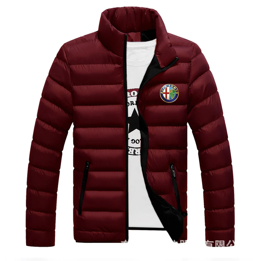 Alfa Romeo, куртки, парка для мужчин, осень, зима, новая зимняя теплая верхняя одежда, брендовая, тонкая, мужские пальто, Повседневная ветровка, стеганая куртка - Цвет: Красный