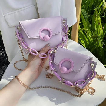 

Solid color Small Square Tote bag 2020 Fashion New High-quality PU Leather Women's Designer Handbag Chain Shoulder Messenger Bag