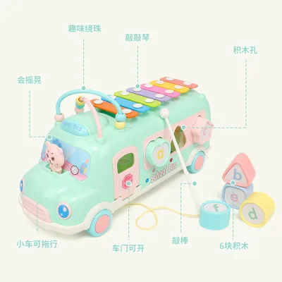 Детская музыкальная игрушка детский автобус игрушка пианино музыкальная шкатулка обучающая Раннее детство многофункциональные строительные блоки игрушка с бусинами