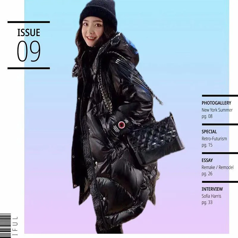 Autumn Winter Women Parkas Down Coat Jacket 80% Duck Down Lady Winter Loose Outerwear LF9131