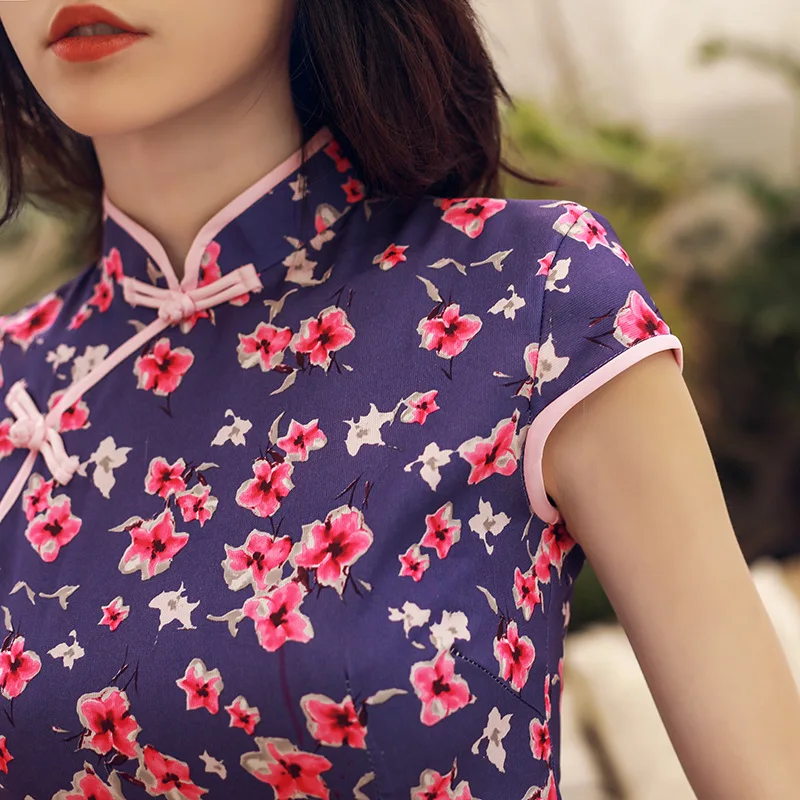 Праздничные Стильные платья с цветочным принтом qipao для девочек