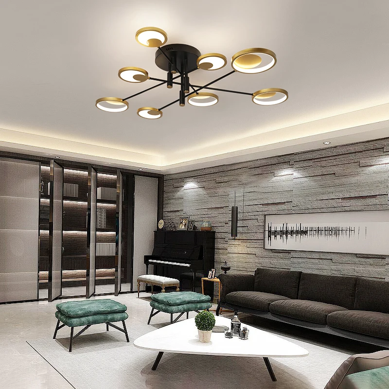 Современный светодиодный Люстра для гостиной спальни кабинета lustre de plafond Золотой