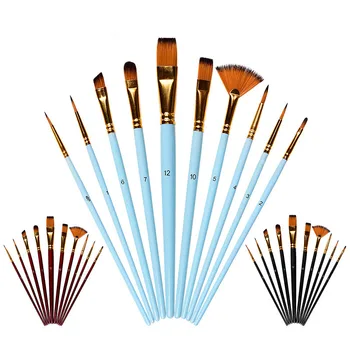 

10Pcs Paint Brushes Set Nylon Hair Painting Brush Wooden Rod Oil Acrylic Brush Watercolor Pen Professional Art Supplies