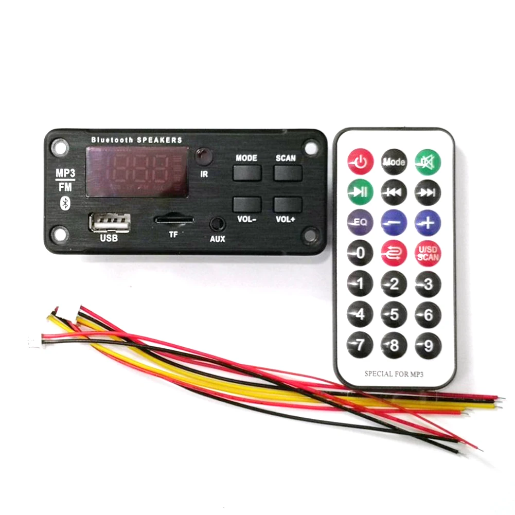 5V 12V Automobile Car Bluetooth MP3 WMA USB/SD/FM/AUX Decoder Board Plate Audio Module Color screen Car MP3 Speaker