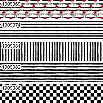 

Winsome 50 Yards black white stripe Pattern Colorful Printed Grosgrain Ribbon