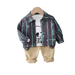 Roupas duas peças para meninos, roupa esportiva para crianças com camiseta e calça
