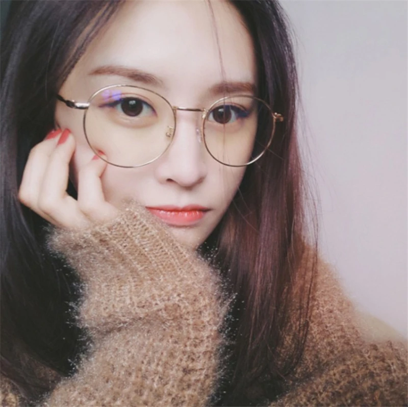 

SEEMFLY new Anti-Blu-ray glasses Men and women round frame flat mirror finished myopia with the same paragraph Retro round frame