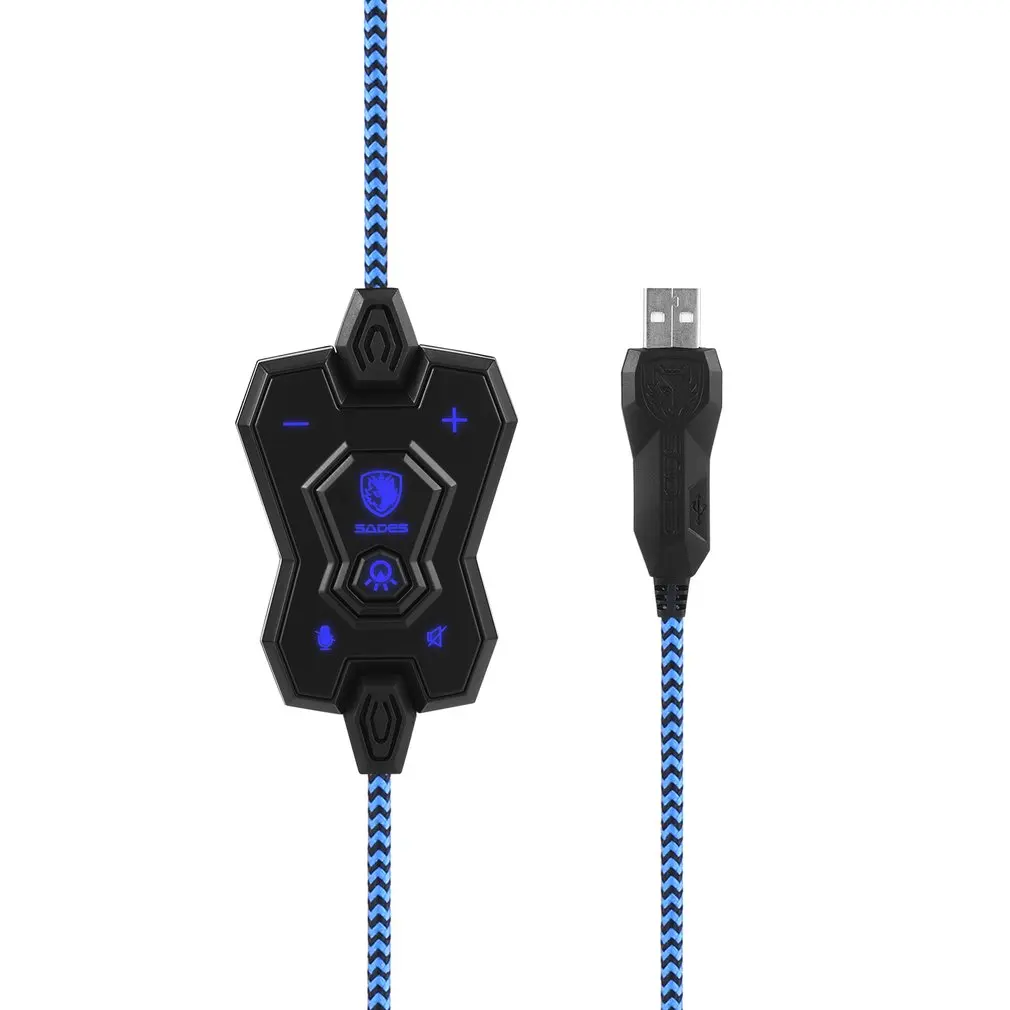 Черный USB PC игровые гарнитуры с микрофоном шумоподавление дышащий светодиодный 6 цветов 7,1 объемный звук стерео для SADES A70