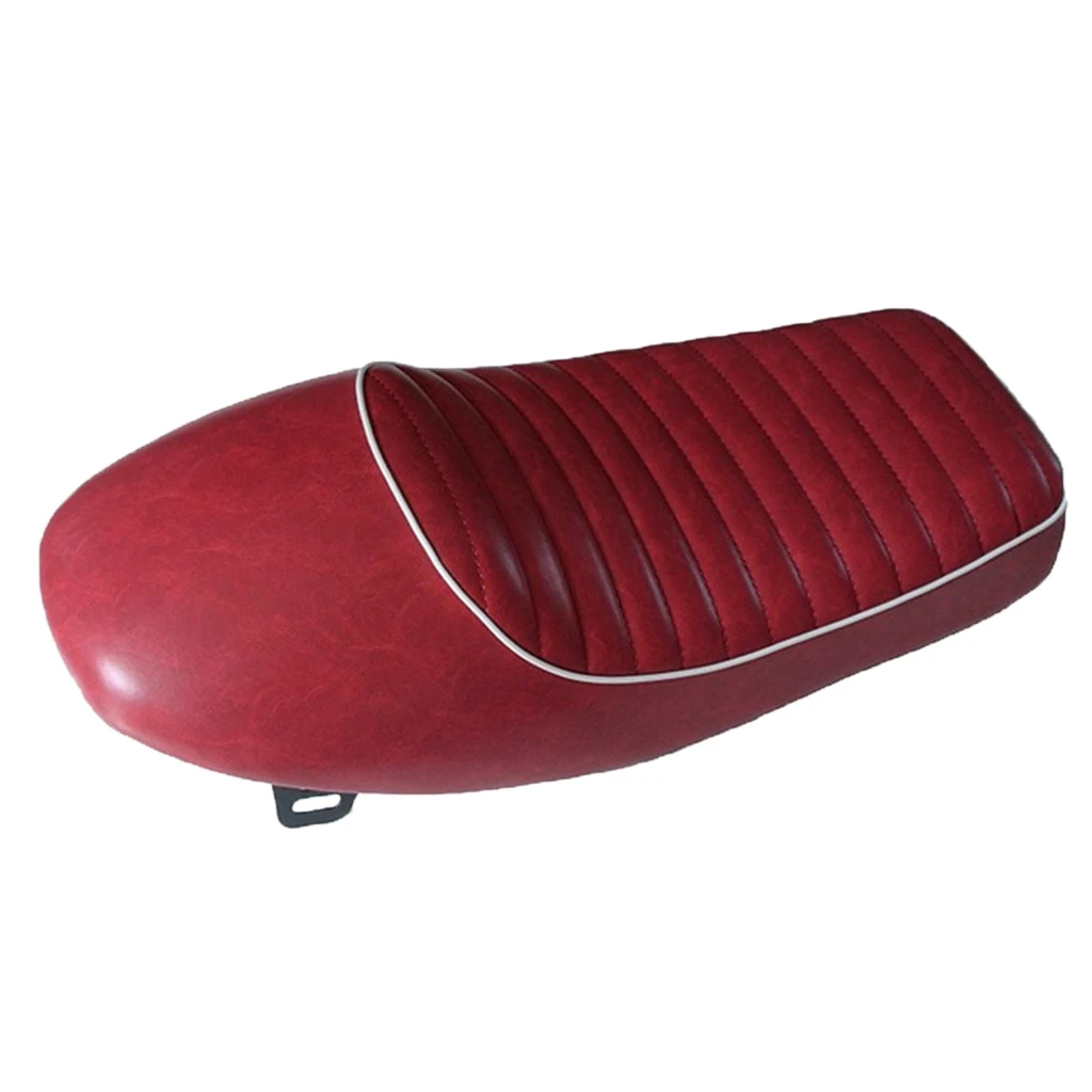 Universal Motorcycle Hump Vintage Retro Cafe Racer Red Seat Cushion with White Piping