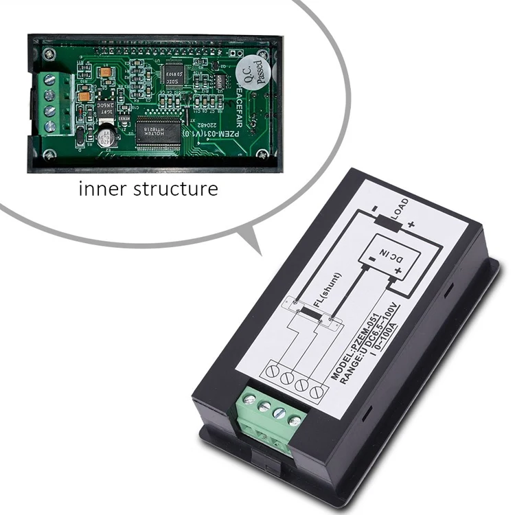 Kopen 20A 50A 100A Digitale Dc 6.5 100V Voltmeter Ampèremeter Lcd 4 In 1 Dc Spanning Stroom power Energy Meter Detector Amperimetro Shunt