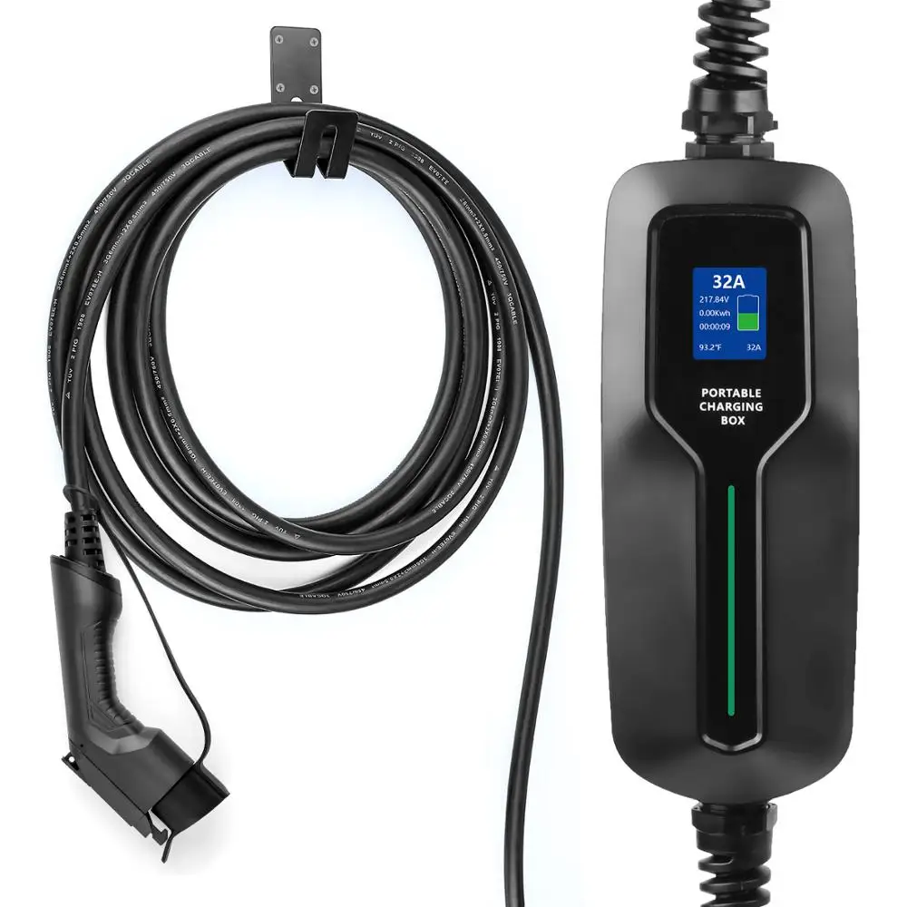 

Electric Car Charger SAE J1772 Type 1 Portable EVSE EV Charging Box Cable 7.6M Level 2 32A 7KW NEMA for Electric Vehicle nissan