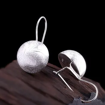 

silver product S925 pure silver jewelry earring handmade folk woman a hemisphere wiredrawing eardrop undertakes