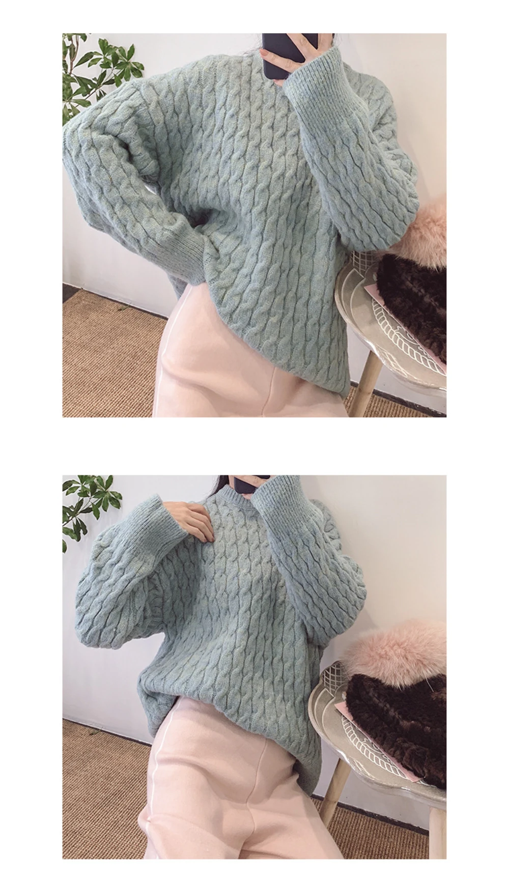 Werynica, женский свитер, осенне-зимняя одежда, женский свитер большого размера, пуловер, большой толстый вязаный корейский стиль, Женский шикарный топ
