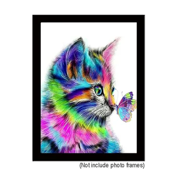 

40 x 50cm digital painting kit DIY oil painting with home decoration frame colored cats and butterflies