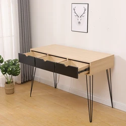 Grand bureau en bois pour ordinateur portable, bureau d'étude avec 3 tiroirs, poste de travail HWC 