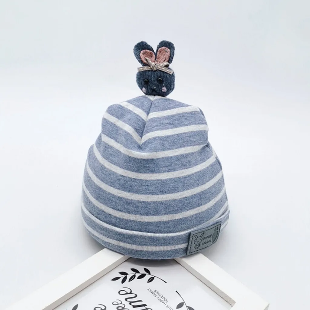 Baby hat autumn and winter thick warm striped cartoon bunny hat Thicker Warm Childs Kids Soft Newborn baby Boys Girls Toddler