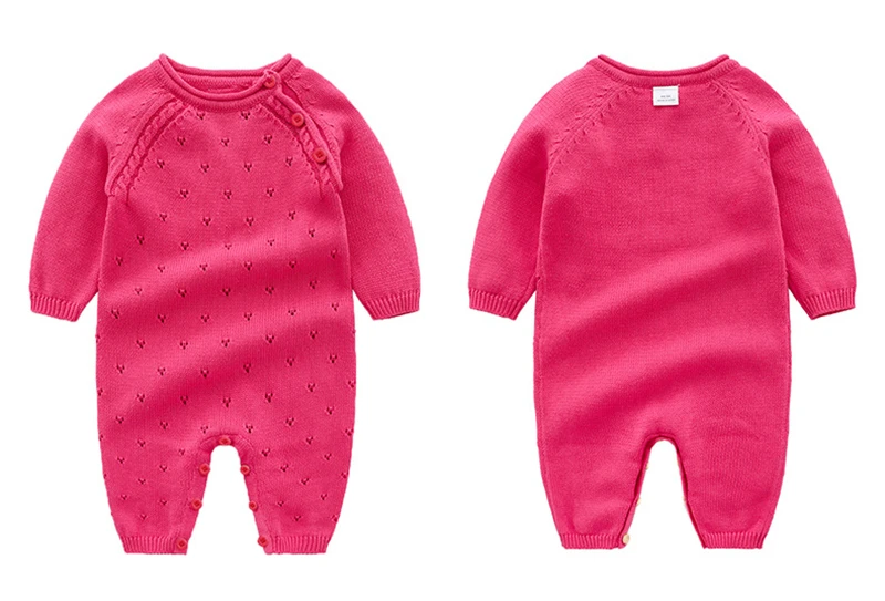 Зимний вязаный прочный комбинезон для новорожденных девочек, хлопковые комбинезоны с узором в виде сердца, комбинезон для малышей, детские новогодние костюмы, одежда
