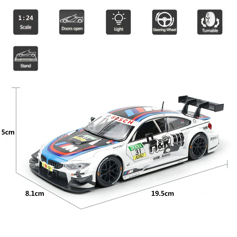 HOMMAT 1:24 Масштаб M4 DTM гоночная модель автомобиля из металлического сплава Diecasts& Toy Vehicles модель автомобиля коллекционный подарок высокое Светильник колесо