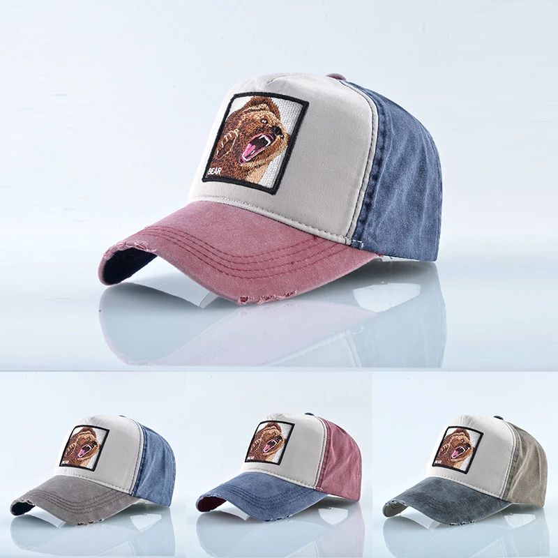 

VACIGODEN Animal Bear Embroidery Baseball Cap Hip-Hop Unisex Outdoor Sport Cotton Gorras Adjustable Sunhat All-match Couple Hat