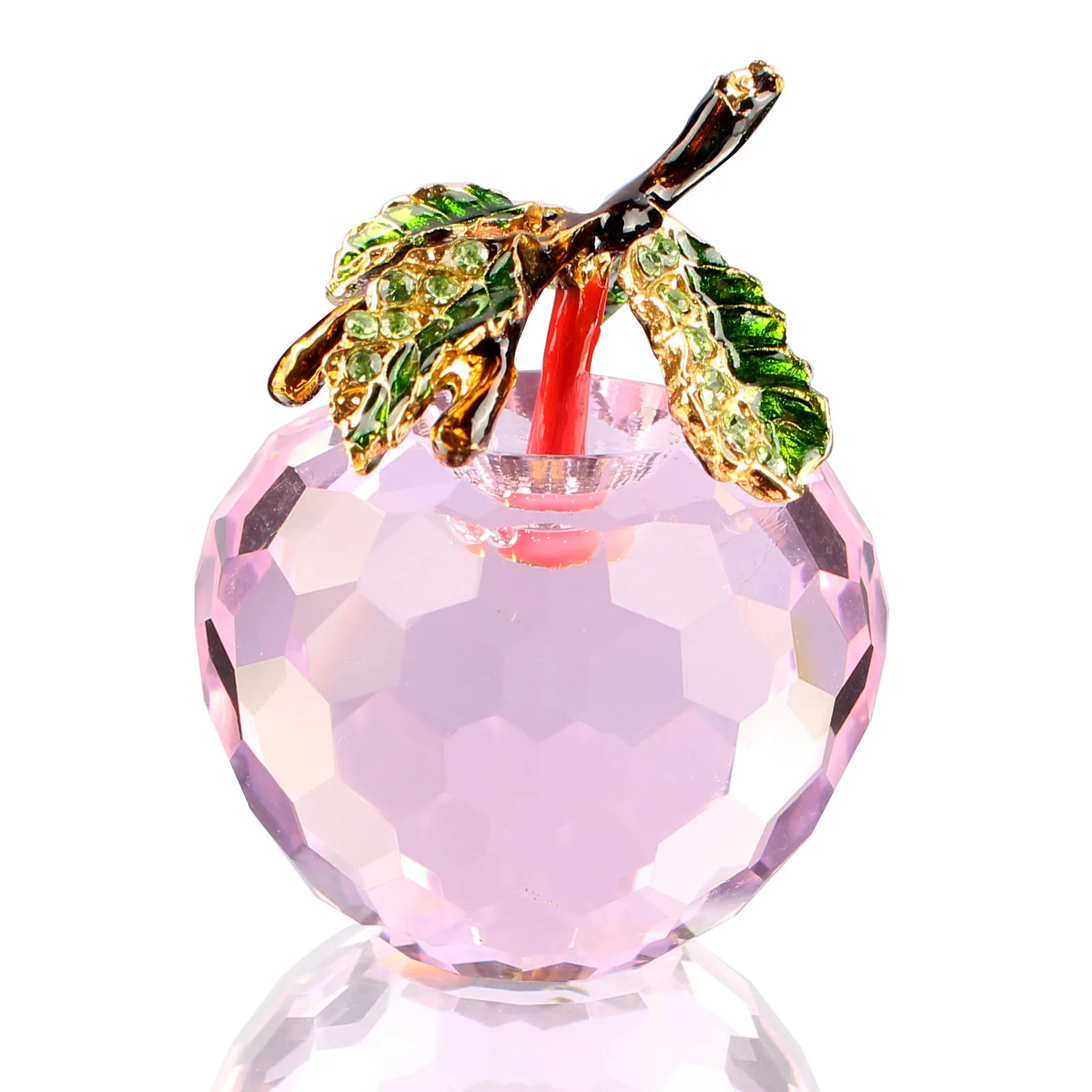 Граненые кристаллы фигурка яблока бумажный эмалированный стразы листья