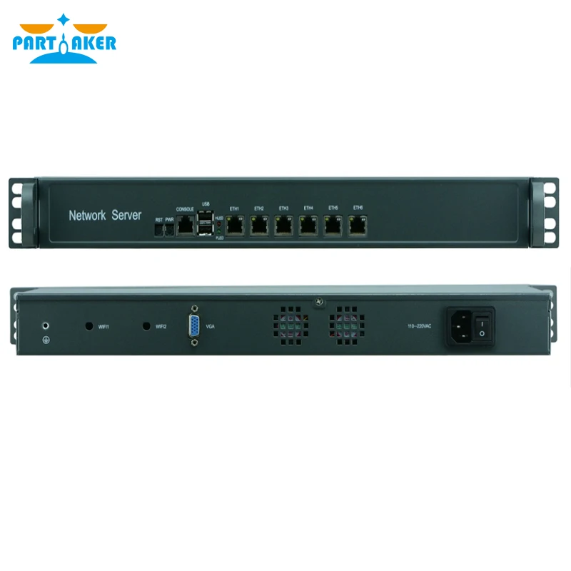 Partícipe 1U 6 puertos Gigabit LAN Mini PC Intel Atom D525 pfsense Red Servidor en Rack Firewall Router 2GB de Ram 32GB SSD - 3