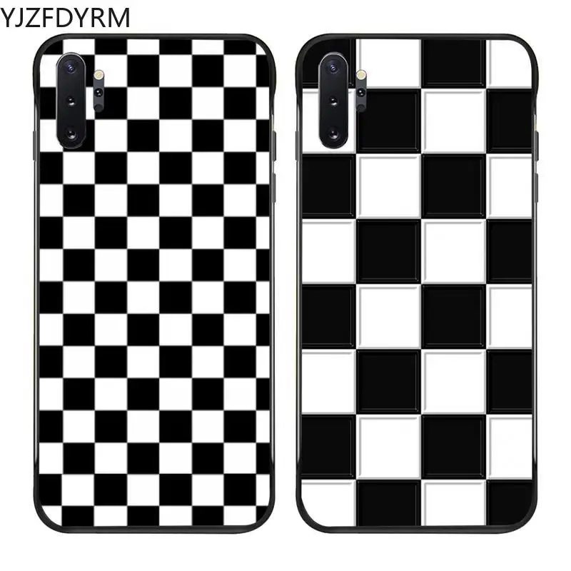 

YJZFDYRM Checkerboard Checkered Phone Case For Samsung Galaxy Note20 ultra 7 8 9 10 Plus lite J7 J8 Plus 2018 Prime