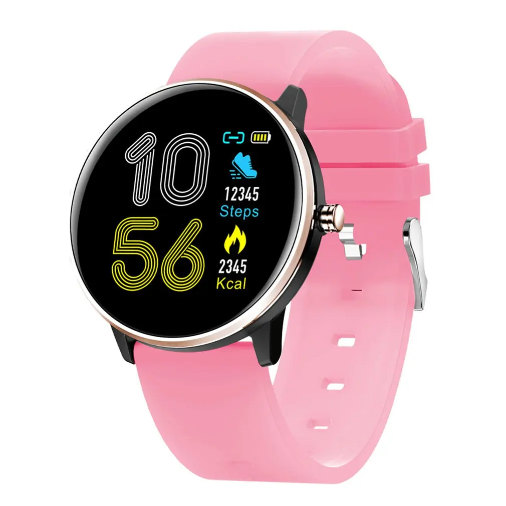 Pink Silicone strap MX6 Smart watch IP68 Waterproof Sport watch Bracelet Band with Multi-Languages Manual Heart Rate Monitor For Android iOs - Color: Pink Silicone strap