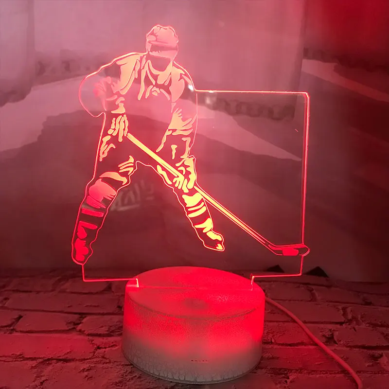 3D LED Lamp Hockey Player Shape Night Light Led 7 Color Changing Lacrosse Desk Creative Sport Fans Sleep Lighting Home Deco |
