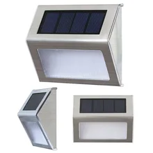 Подсветка лестницы на солнечной батарее на открытом воздухе 3LED настенный светильник Солнечный сад шаг свет Нержавеющая сталь садовый светильник табличка на стену или дверь лампа