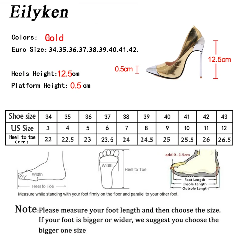 Eilyken/модные женские туфли-лодочки с острым носком в стиле пэчворк; цвет золотистый, Серебристый; Разноцветные свадебные туфли на высоком каблуке-шпильке; Клубная женская элегантная обувь
