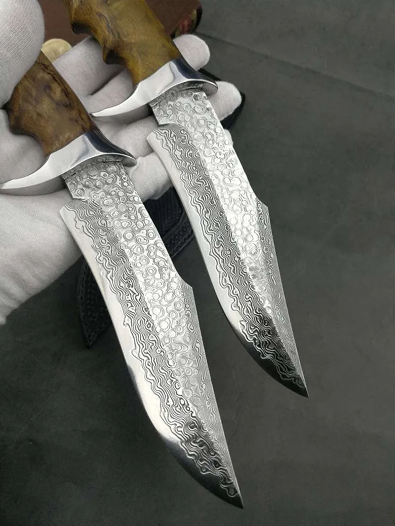HS Tools дамасская сталь прямое лезвие фиксированное инструмент для кемпинга на