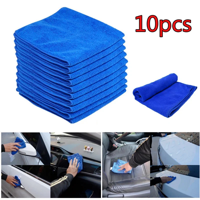 10pcs 30x30cm Wash Microfiber Towels Car Cleaning Towel Soft Drying Cloth Hemming Wash Towel Water Suction Duster Car Clearner motorcycle upgrade cleaning set easy reach stiff tire brush detailing brush large sponge microfiber drying towel chain brush bag