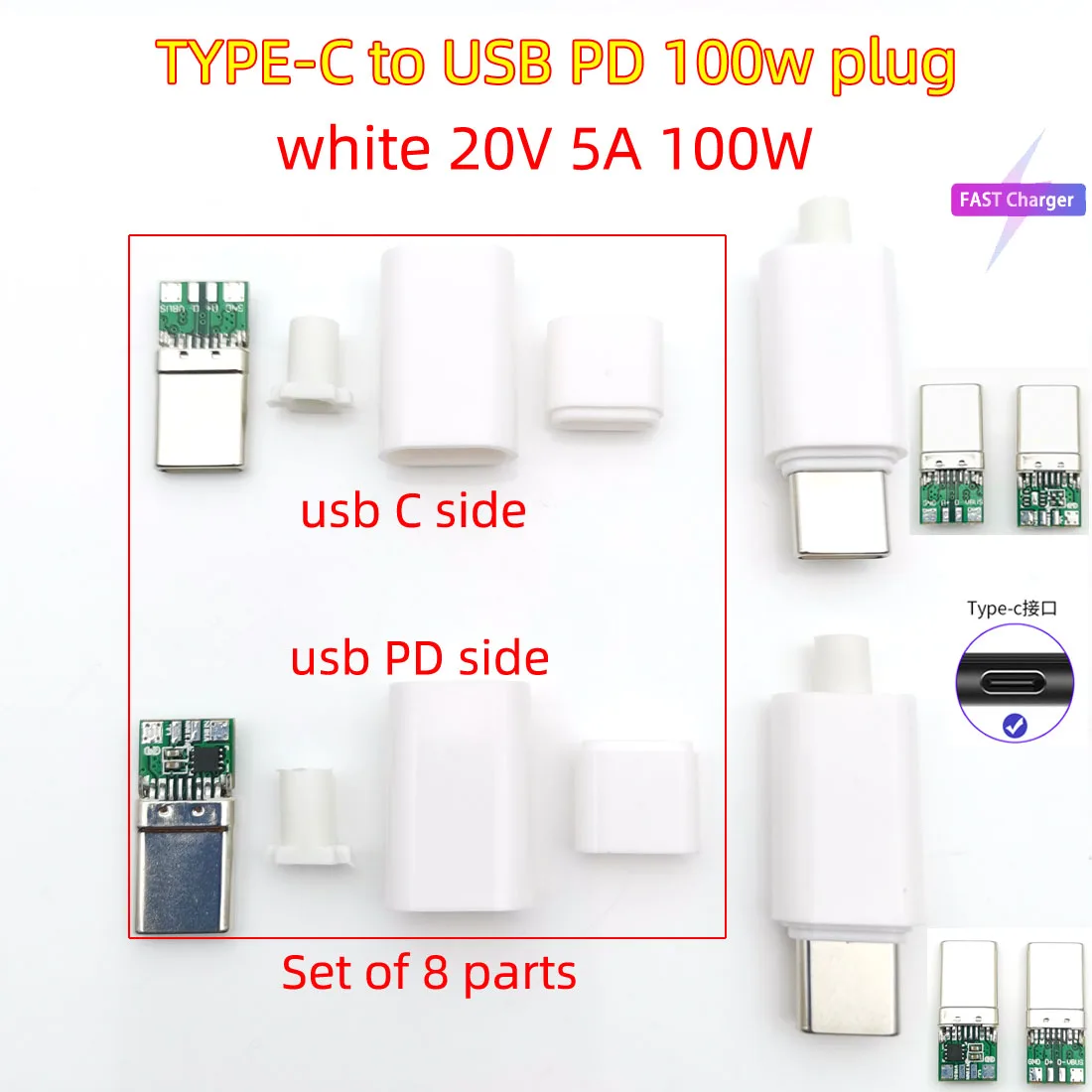 cabo de solda usb tipo para tipo plugue pd conector de carga cabo de adaptador de dados com estojo