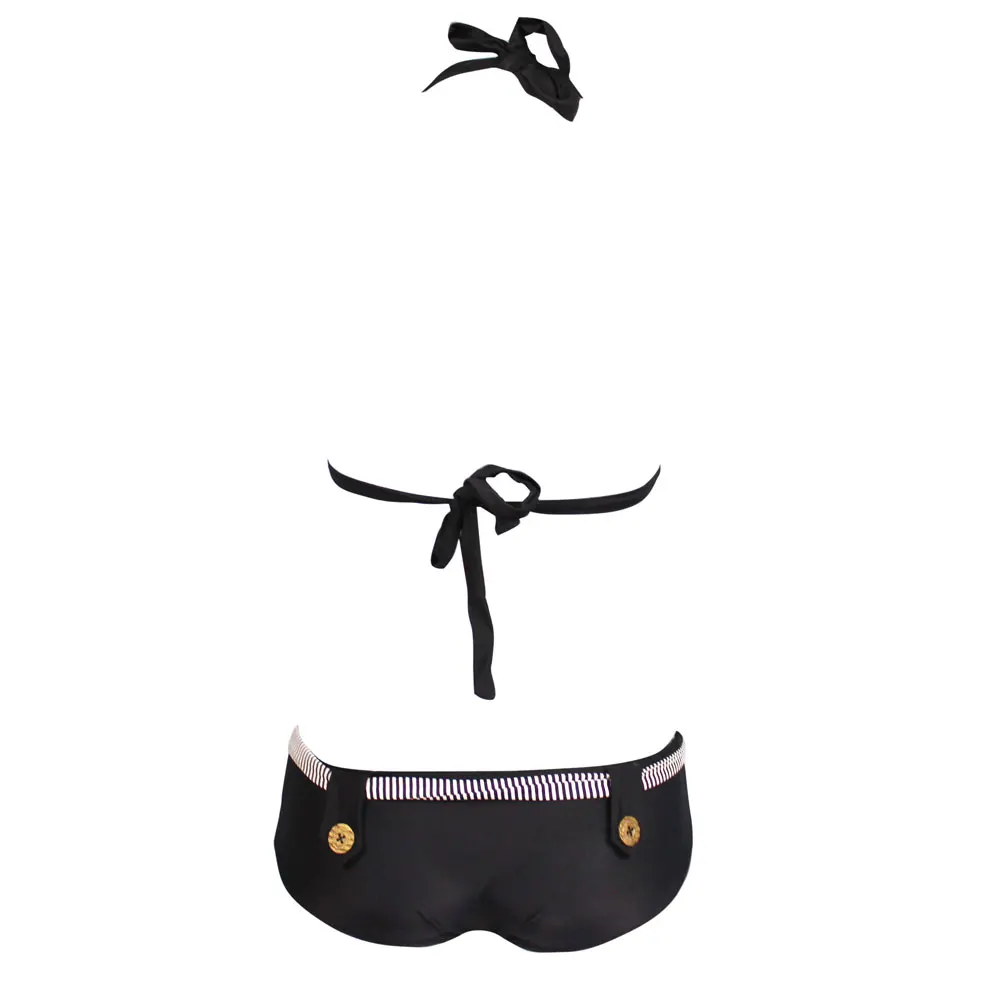 Free shipping Sexy hot navy black stripe laides bikini swimwear SWIMSUIT size  S  M L XL XXL SU0011BK shipping within 24hs