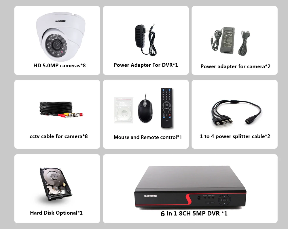 8CH 5MP AHD DVR сетевая NVR CCTV система 5MP In/уличная мини купольная HD камера IR Night P2P комплект видеонаблюдения