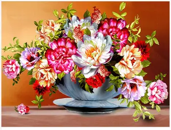 

flowers vase diamond painting peony pot stones embroidery picture beauty girl mosaic sticker dimond tapestry poster wall paper