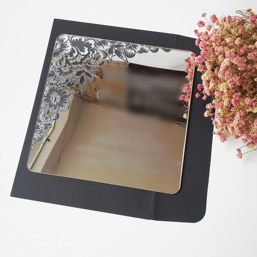  Sample order for 7*7inch flower elements square shape silver mirror acrylic wedding invitation card - 32698903464