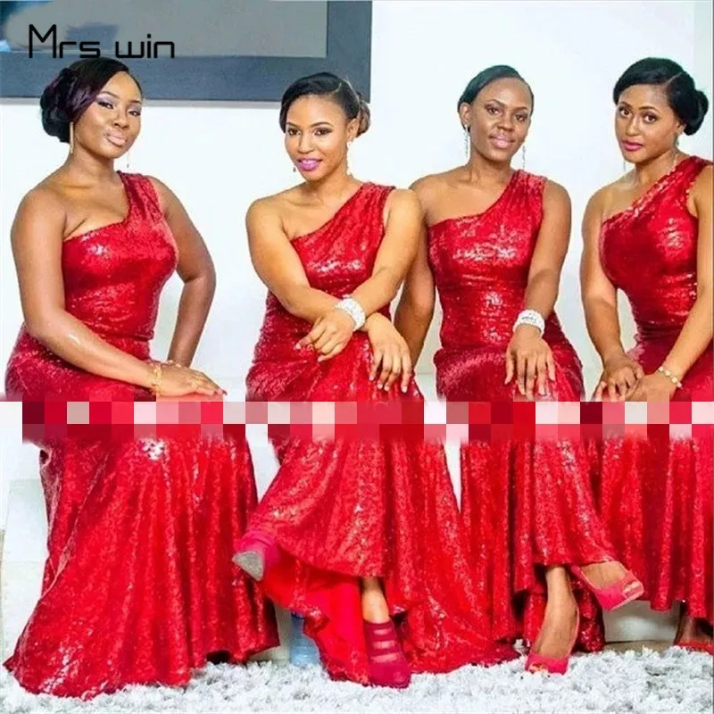 Mrs Win/платье подружки невесты с блестками на одно плечо; Vestido Madrinha HR234; длинное платье русалки без рукавов для свадебной вечеринки;