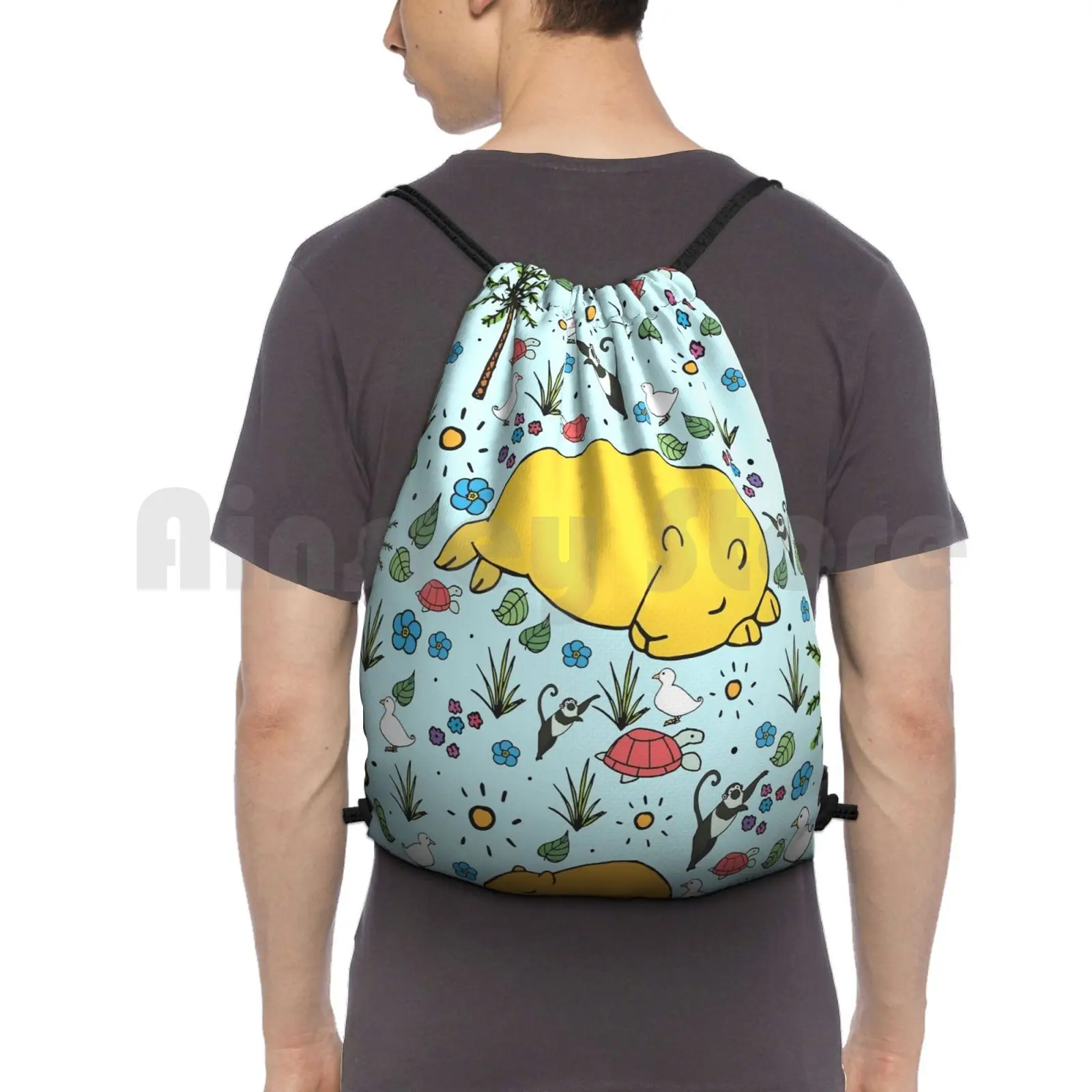 Capybaras Drawstring Bag for Riding and Climbing