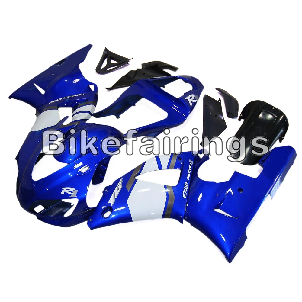 Черный с белыми наклейками панели оболочки для Yamaha YZF1000 R1 1998 1999 98 99 пластиковый корпус рабочий обтекатель комплект Чехлы Cowling корпусов