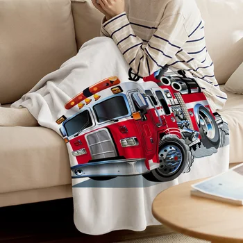 

Cartoon Fire Truck Throw Blanket Warm Microfiber Blanket Cartoon Blankets For Beds Home Decor