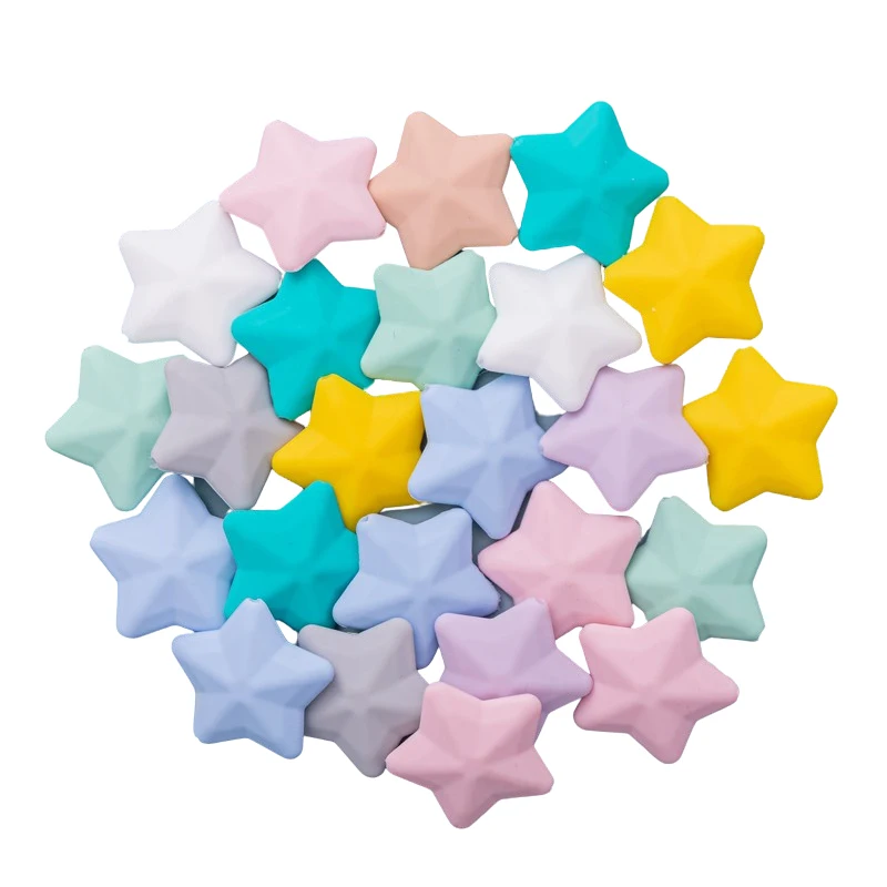 

Let's Make Star 50pc Baby Teether Silicone Beads DIY Pacifier Chain Bracelet BPA Free Silicone Bead Baby Teething Necklace